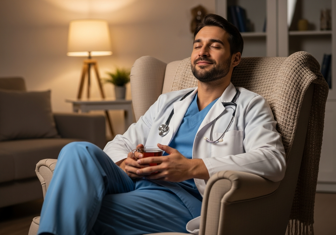 Doctor relaxing at home
